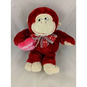 Dan Dee Red Monkey Ape Chimp Plush I Flip For You Heart 12 Inch Valentines Day‎